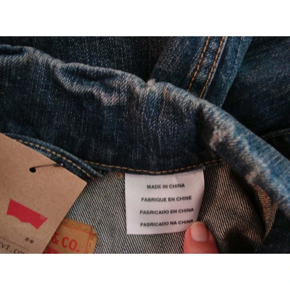 New 2012 Levis Blue Jean Trucker Denim Jacket Classic Iconic Factory Distress L